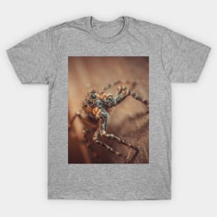 Cute & Curious Jumping Spider Macro Photograph T-Shirt